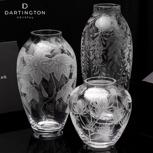 Dartington英国进口水晶玻璃花瓶工艺术品雕刻花瓶 限定签名款