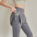 dcw瑜伽裤 女高腰提臀假两件健身长裤 春夏 外穿跑步训练紧身运动裤