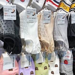 韩国夏季 女生船袜东大门性感镂空网纱薄女袜子防脱隐形袜7040 新款