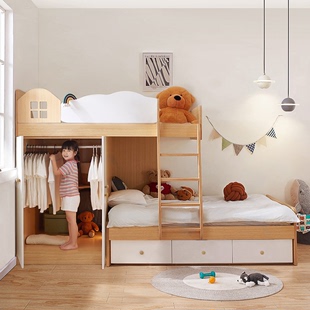 考拉森林交错式 上下床带衣柜儿童床错位型上下高低床小户型子母床