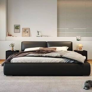 大黑牛床意式 极简现代简约软包真皮床主卧1.8米大床豆腐块实木床