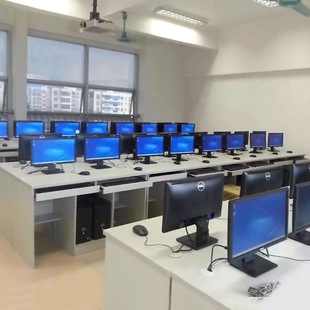 学校微机室电脑桌两人电脑桌2人培训桌网吧电脑桌学生双人电脑台
