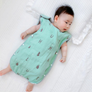 日本六层纯棉纱布宝宝背心蘑菇睡袋新生婴幼儿护肚防踢被四季 通用