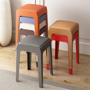 塑料凳子家用加厚客厅餐桌高板凳时尚 方凳现代简约北欧轻奢胶椅子