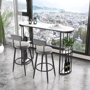 现代新品 岩板阳台吧台桌家用客厅餐厅隔断轻奢长条桌休闲靠窗高脚