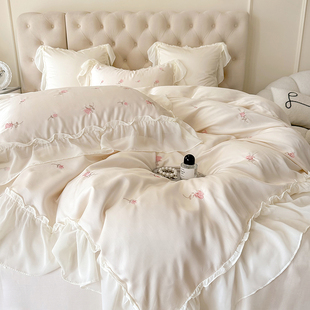 韩式 床上用品 公主风冰丝四件套丝滑裸睡莱赛尔80支天丝被套夏季