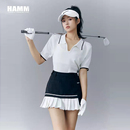 高尔夫球服装 POLO衫 韩版 女套装 夏季 golf速干百褶短裙 冰丝白色短袖