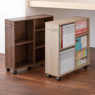 桌下书柜书架置物架收纳柜可移动抽拉储物架带轮可调节书柜夹缝柜