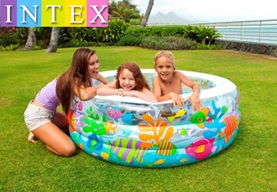 正品 INTEX金鱼充气戏水池 成人泡澡浴缸球池沙池 儿童家庭游泳池