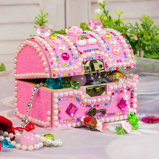 儿童女孩DIY玩具水晶神秘蛋糖果宝藏首饰盒小学生手工玩具 材料包