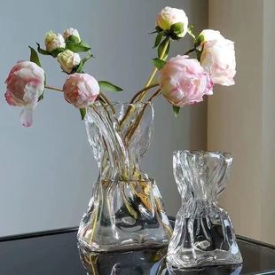 简约透明玻璃花瓶桌面插花水养干花鲜花花瓶ins风高颜值客厅摆件