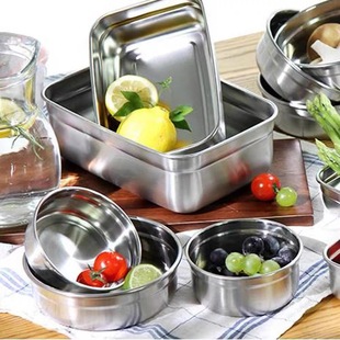 韩国进口加厚304不锈钢食品级保鲜盒泡菜盒外带水果野餐便当盒