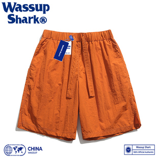 Wassup Shark潮牌冰感速干休闲短裤 男夏季 宽松百搭沙滩运动五分裤