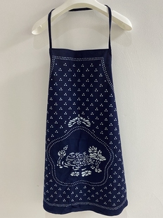 乌镇特产特色手工蜡染蓝印花布围裙半身围兜餐厅厨房农家乐围裙