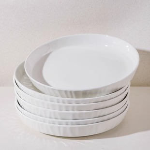 釉下彩盘子菜盘家用2024新款 纯白色盘子圆盘深盘碗碟餐具 碗盘套装