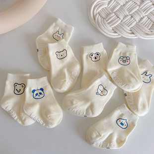 宝宝袜子防滑松口袜0 3岁春秋婴儿地板袜 6个月儿童短袜纯棉秋冬1