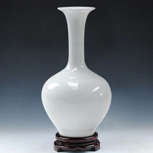 景德镇陶瓷器 颜色釉冰裂纹白色花瓶现代时尚 家居摆设件 工艺品