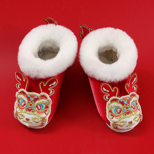 子中国风刺绣汉服鞋 儿童绣花男童鞋 布鞋 演出拜年服加绒唐装 新年 鞋