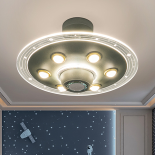 儿童房间灯 现代太空人男孩卧室宇航员飞机吸顶灯 创意简约飞碟灯