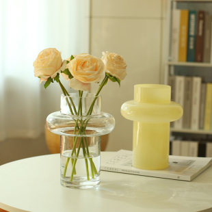 北欧蛮腰玻璃花瓶透明创意客厅插花水养鲜花百合玫瑰家用餐桌摆件