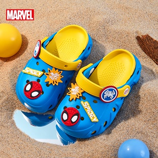 迪士尼夏季 儿童凉拖鞋 可爱厚底户外软 男童蜘蛛侠沙滩洞洞鞋 花园鞋