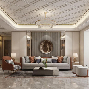 现代意式 极简轻奢沙发组合侘寂风客厅整装 样板房布艺简约 新中式