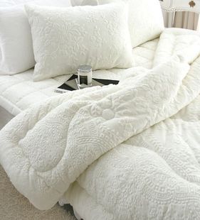 韩国原装 四件套超柔被子套件 白色短超厚绒床上用品套件1米8