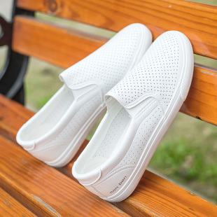新款 镂空白色护士鞋 人本夏季 小白鞋 女一脚蹬懒人透气学生女款 板鞋