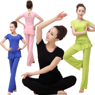 短袖 2022春夏新款 显瘦大码 瑜伽服套装 健身裙摆表演服 女瑜珈服韩版