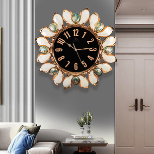 挂钟客厅家用时尚 欧式 钟表 贝壳网红装 饰时钟挂墙现代轻奢钟表美式