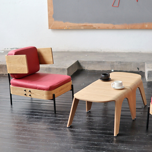 祁人布艺沙发椅单双人茶几组合位原木风轻奢美式 可拆洗咖啡厅商用