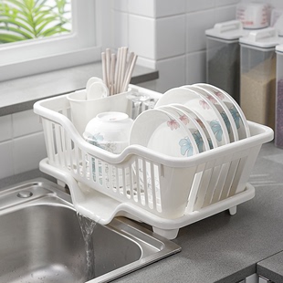 日本碗碟收纳架沥水碗盘架厨房沥水塑料家用单层小型筷滤水放碗架