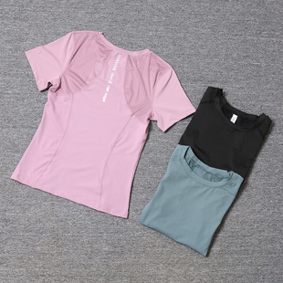 网红韩版 夏季 女 新款 运动T恤拼接透气跑步健身速干衣美背网纱短袖