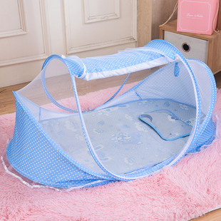 婴儿蚊帐罩免安装 可折叠宝宝防蚊床上蒙古包儿童新生支架防摔有底