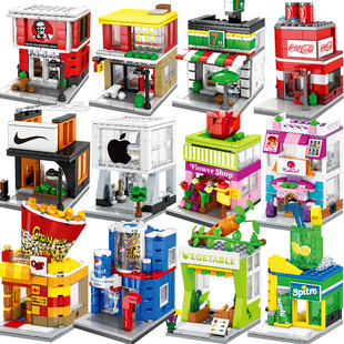 森宝积木中国玩具男孩子拼装 城市街景儿童益智力迷你房子商店拼图