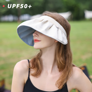 UPF50 防晒帽女夏防紫外线空顶遮阳帽百搭遮脸发箍太阳帽子贝壳帽
