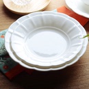 白色盘子高级感浮雕家用纯白骨瓷餐具7.5寸8英寸汤盘菜盘深盘菜碟