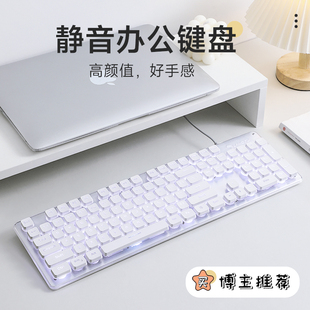梦族L1静音无声键盘鼠标有线白色机械女生办公专用游戏笔记本电脑