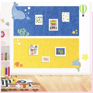 北欧创意海豚墙贴儿童房毛毡留言板照片墙幼儿园作品软木板展示板