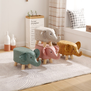 儿童动物凳子家用创意实木矮凳结实耐用小板凳大象造型可爱换鞋 凳