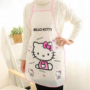 Hello Kitty围裙韩版 可爱画画衣奶茶店餐厅厨房防油防水罩衣 时尚