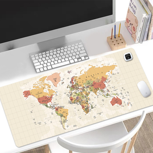 世界地图鼠标垫加热暖桌垫超大发热办公室电脑桌面保暖防水暖手垫