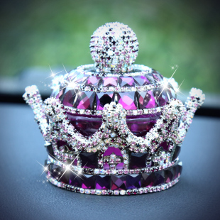 水晶紫色皇冠男女士汽车专用香水座纯手工精美镶钻车载装 饰品摆件