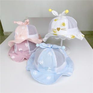 婴儿帽子春秋夏季 薄款 6个月儿童帽 遮阳防晒渔夫帽男女宝宝幼儿3