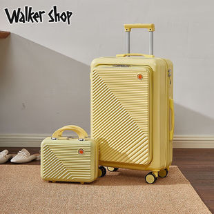 WalkerShop前置开口行李箱 万向轮登记耐用旅行箱 耐磨防刮防撞
