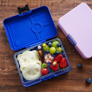 简约欧美式 分格便当盒水果盒寿司盒 单层儿童户外便携野餐盒