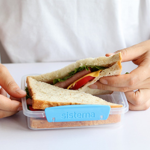 新西兰进口 sistema便携三明治盒子 水果盒便当沙拉盒 早餐面包盒