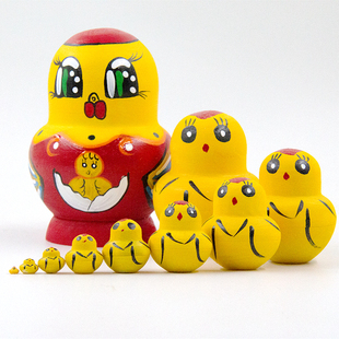 俄罗斯套娃10层小黄鸡 玩具创意摆件礼物 放在地上捡不完