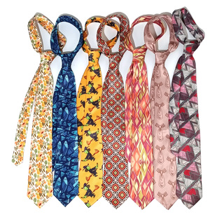 买二送一 亮色领带女学生装 饰学院风复古童趣时髦个性 印花手打款