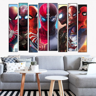 创意漫威蜘蛛侠复仇者联盟墙贴卧室房间个性 饰贴纸 自粘可移除装